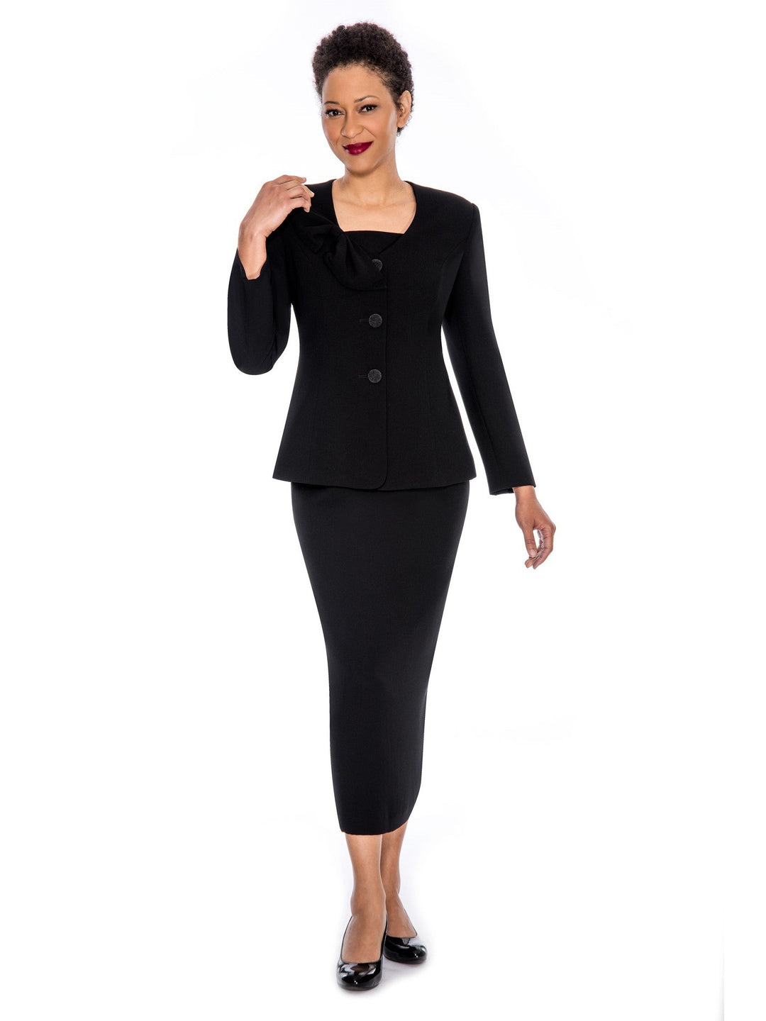 2pc Bow Neck Skirt Suit