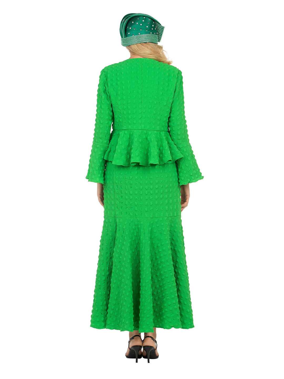 3pc Popcorn Peplum Jkt, Cami, Maxi Skirt Set-Plus