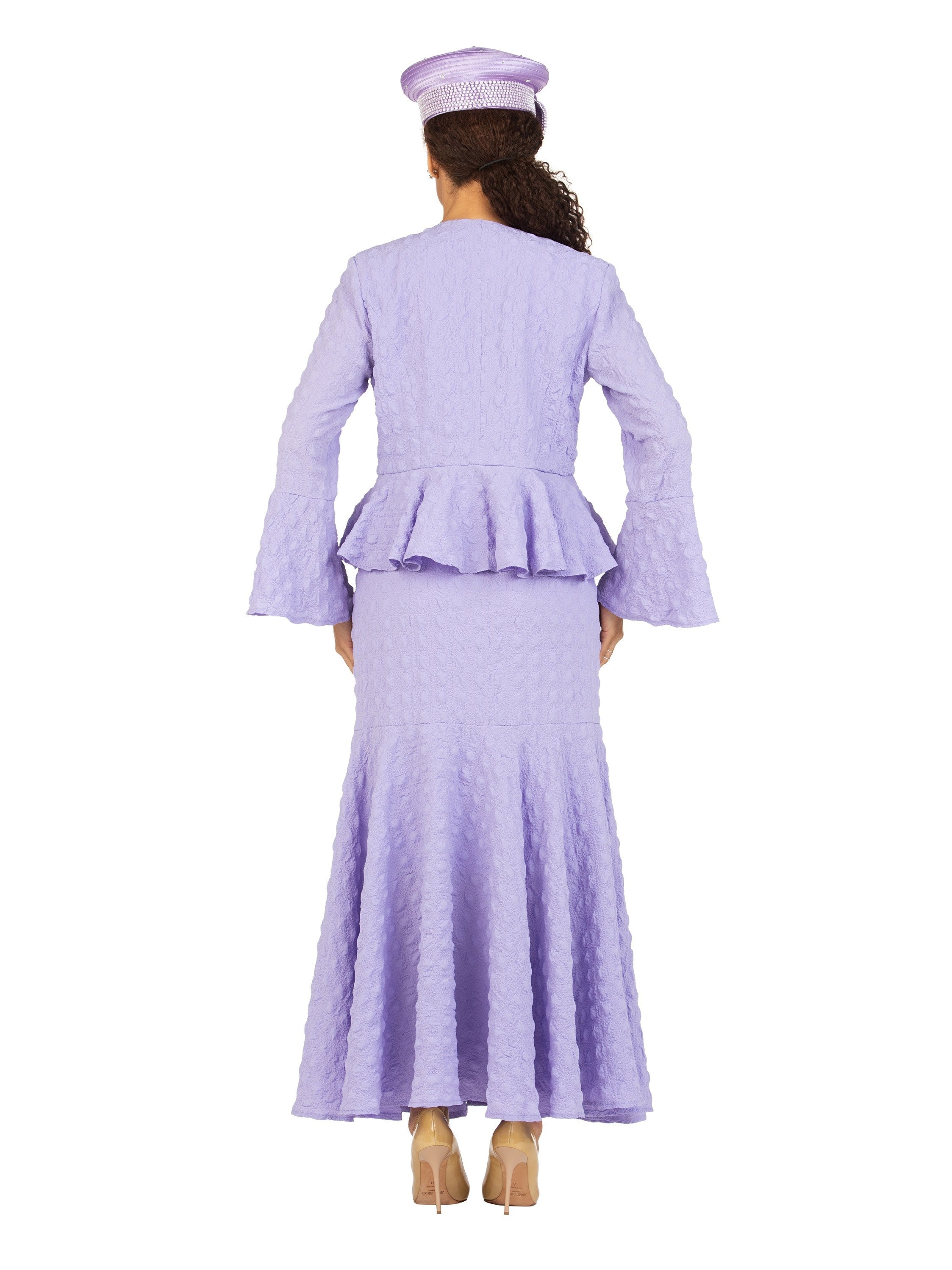 3pc Popcorn Peplum Jkt, Cami, Maxi Skirt Set-Plus