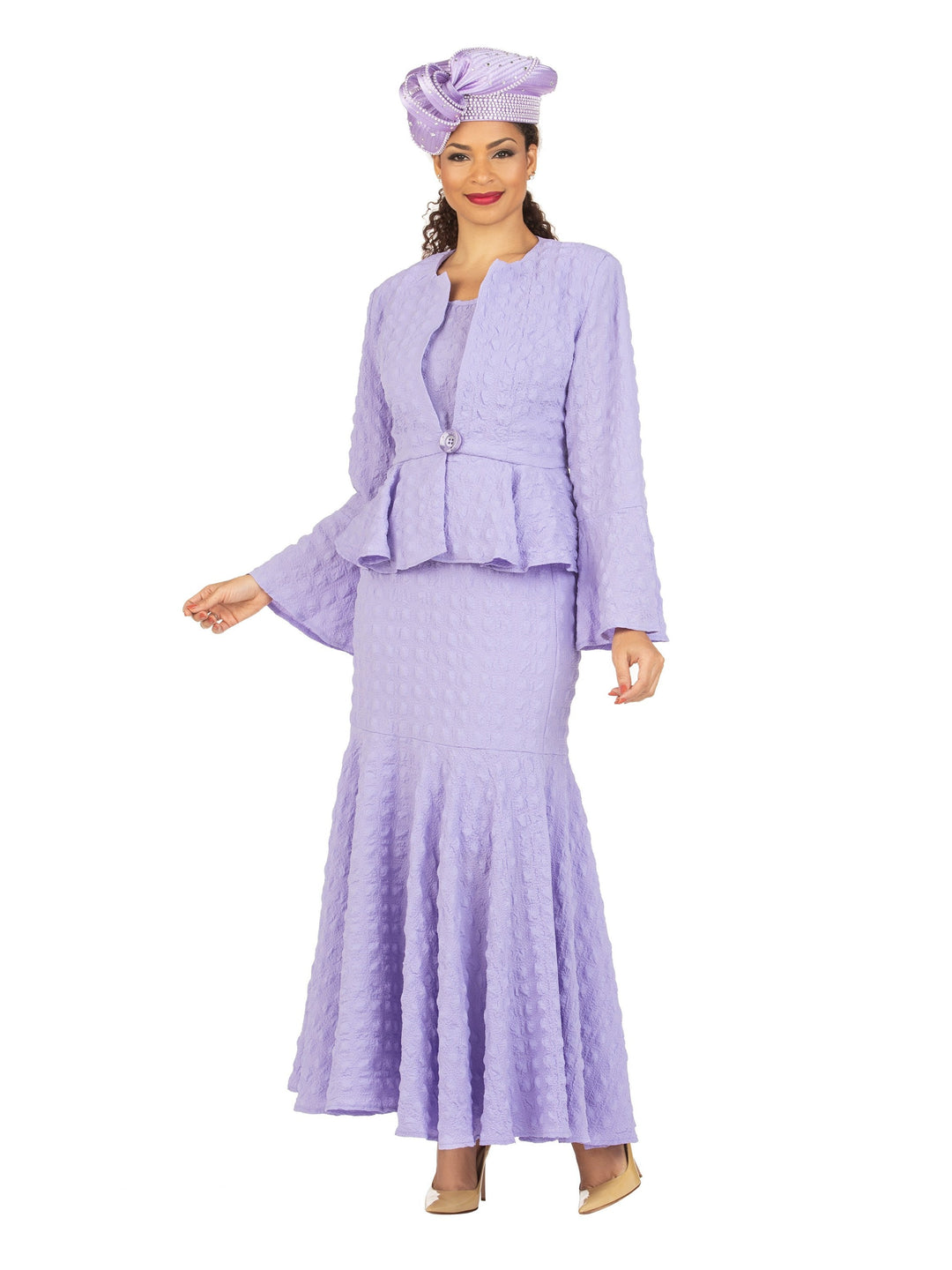 3pc Popcorn Peplum Jkt, Cami, Maxi Skirt Set