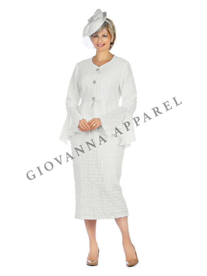 2pc Popcorn Peplum Jkt & Column Skirt Set - Plus Size