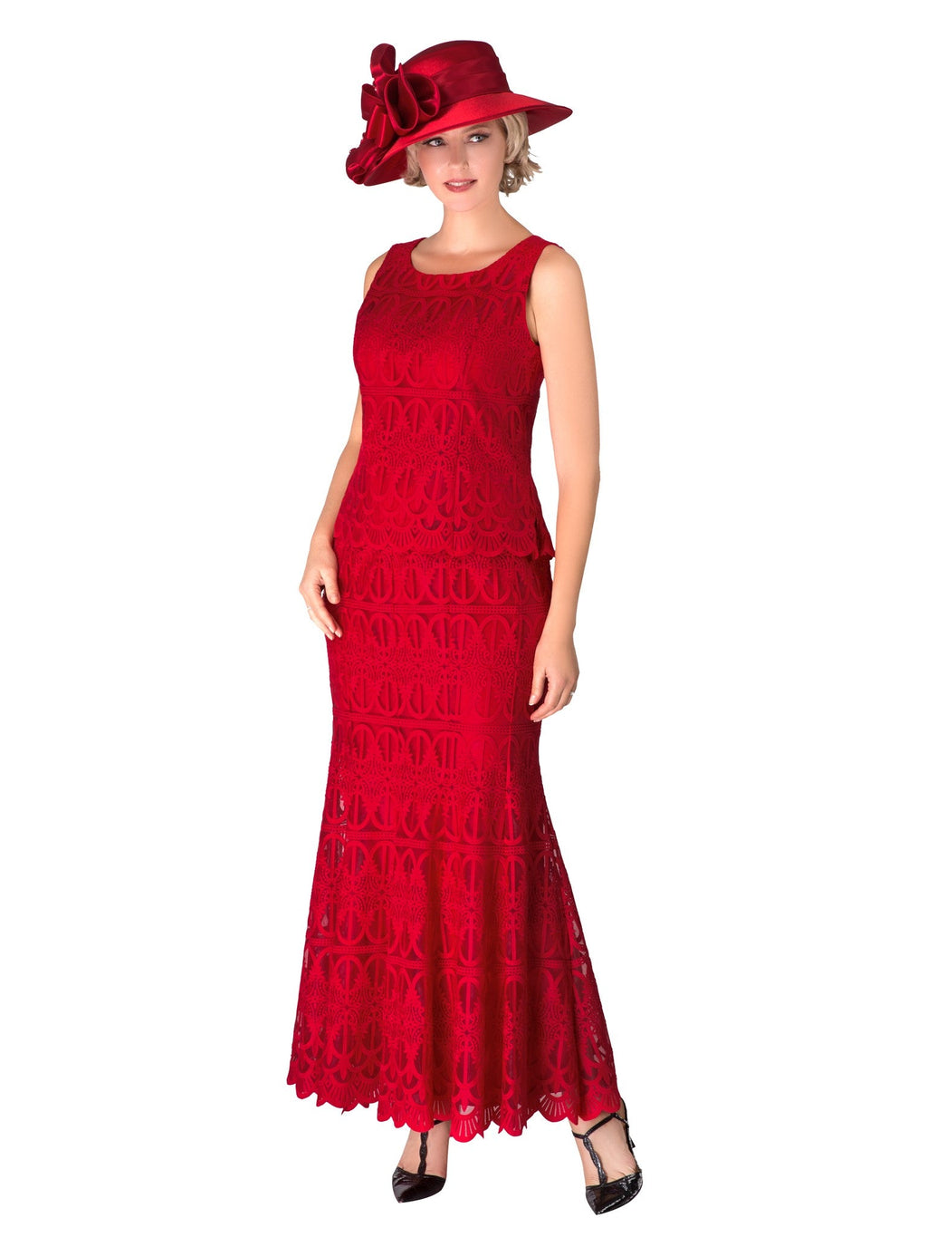 3pc Lux Lace Skirt Suit w/ Scallop Hems-Plus Size