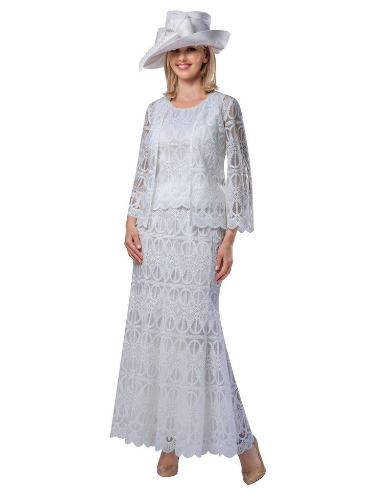 3pc Lux Lace Skirt Suit w/ Scallop Hems-Plus Size