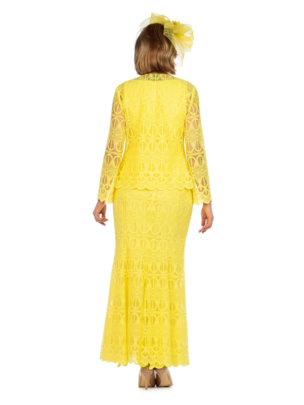 3pc Lux Lace Skirt Suit w/ Scallop Hems-Plus Size