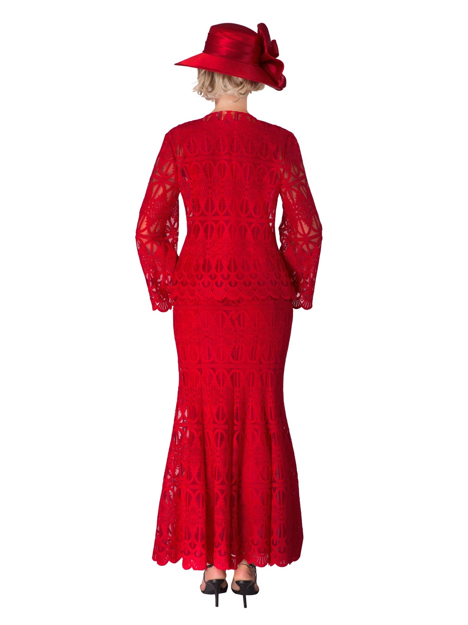 3pc Lux Lace Skirt Suit w/ Scallop Hems