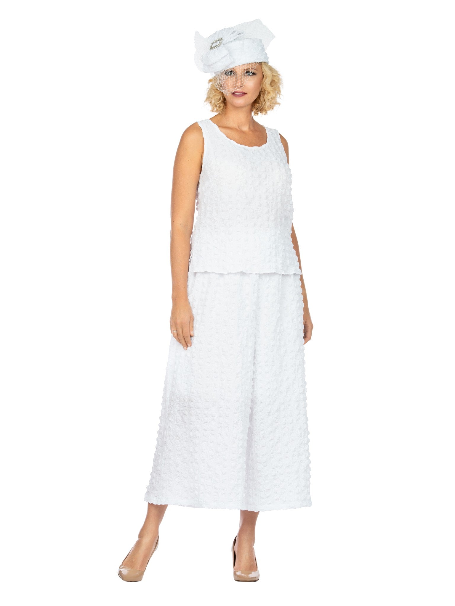 3pc Popcorn Hi-Lo Jkt, Cami, Culottes Set