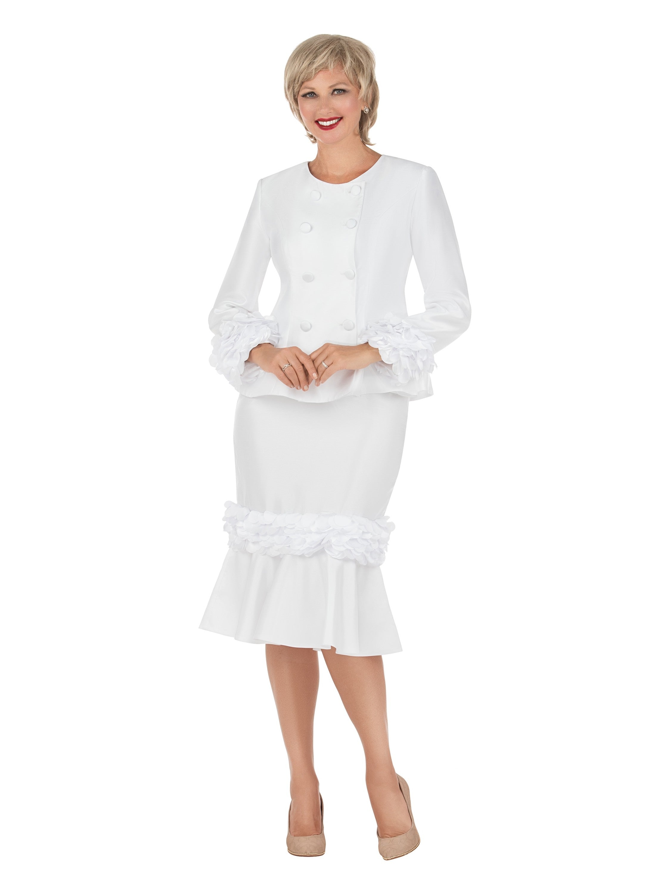 2pc Dbl Brstd Suit w/ Flower Petals-Plus