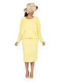 3pc Ruffled Shoulder Skirt Suit-Plus