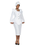 2pc Silky Twill Ruffled Neck Suit - Plus