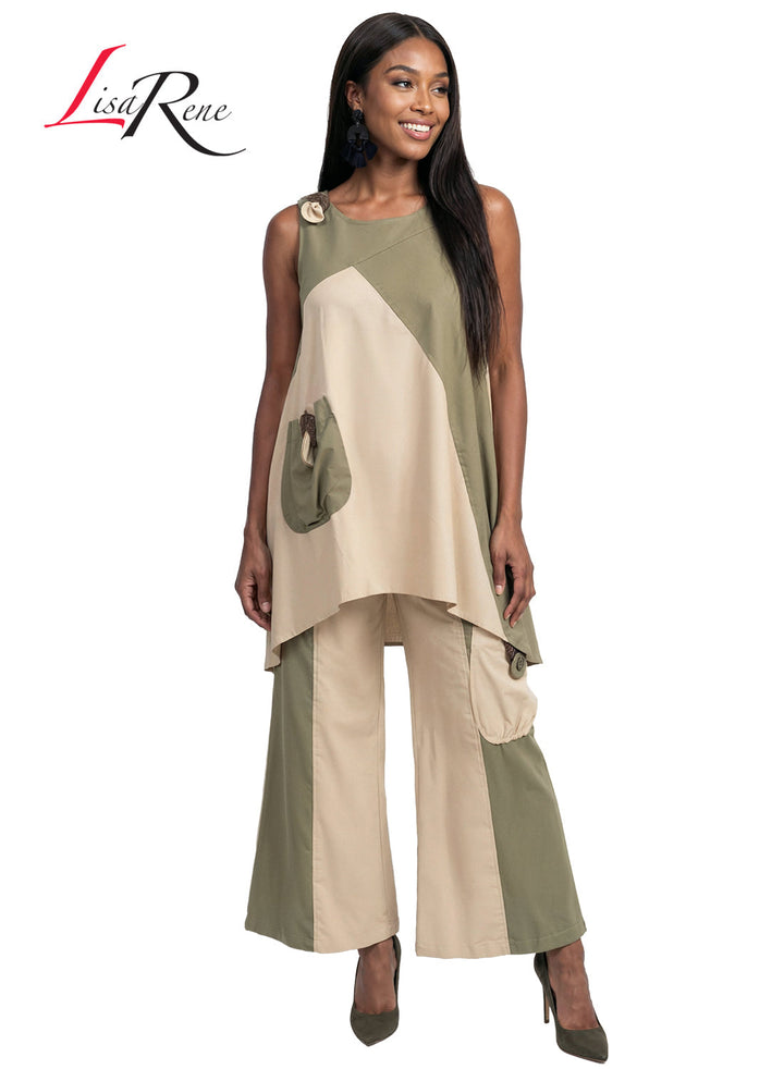 Lisa Rene' , 2Pc. Tunic & Pant Set, Linen/Viscose Fabric. Style 3389