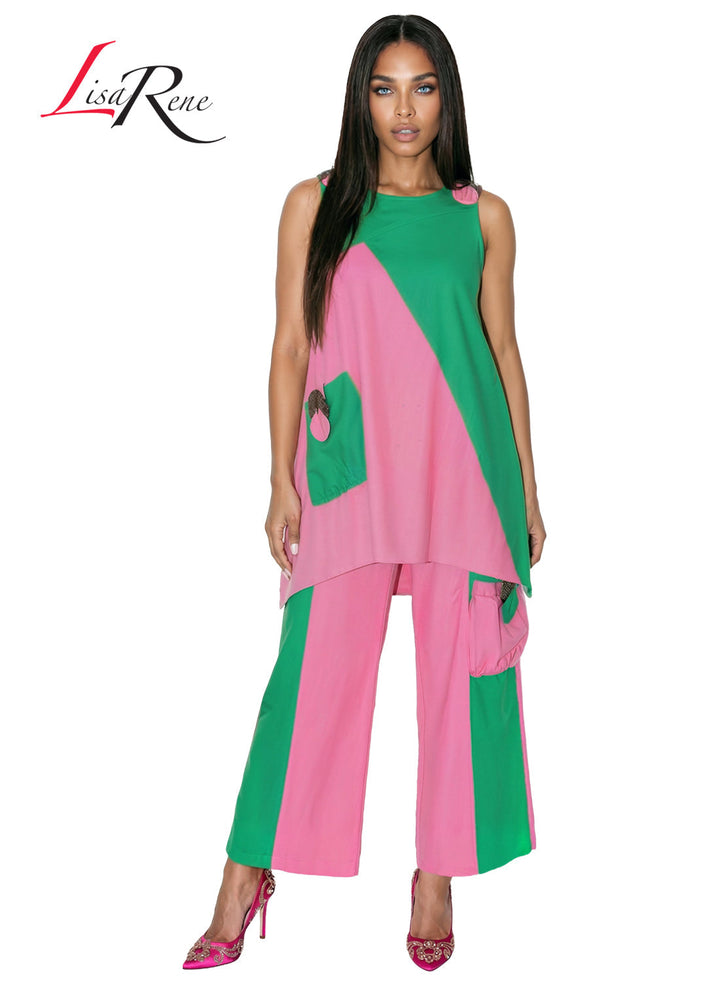 Lisa Rene' , 2Pc. Tunic & Pant Set, Linen/Viscose Fabric. Style 3389