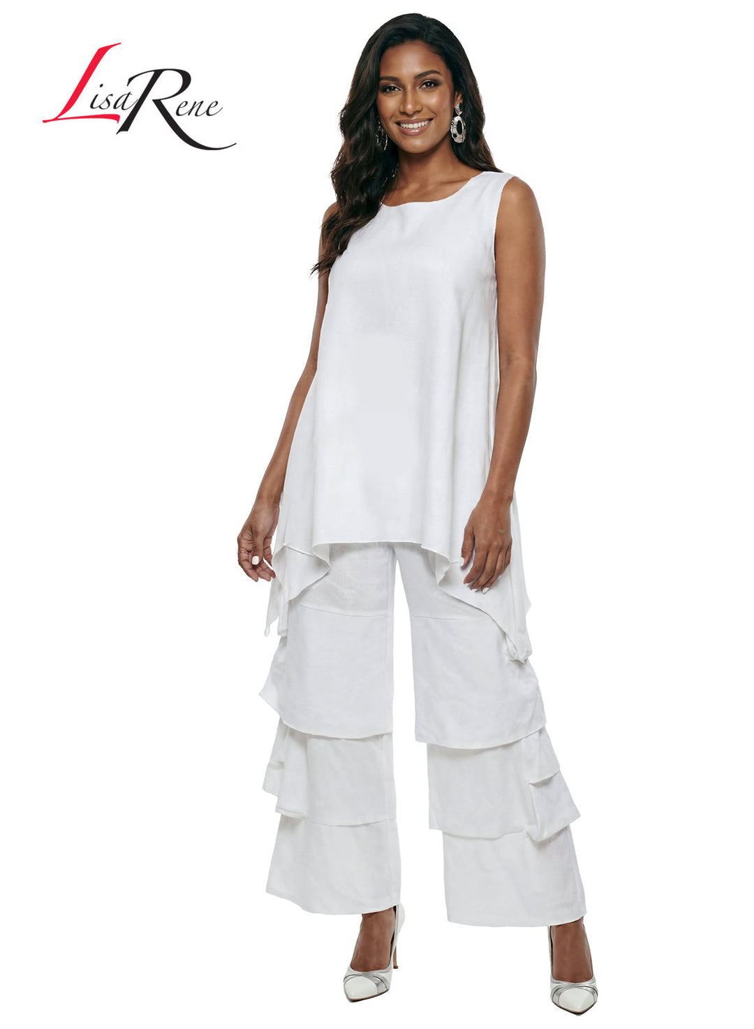 Lisa Rene' , 2Pc. Tunic & Pant Set, Linen/Viscose Fabric. Style 3390