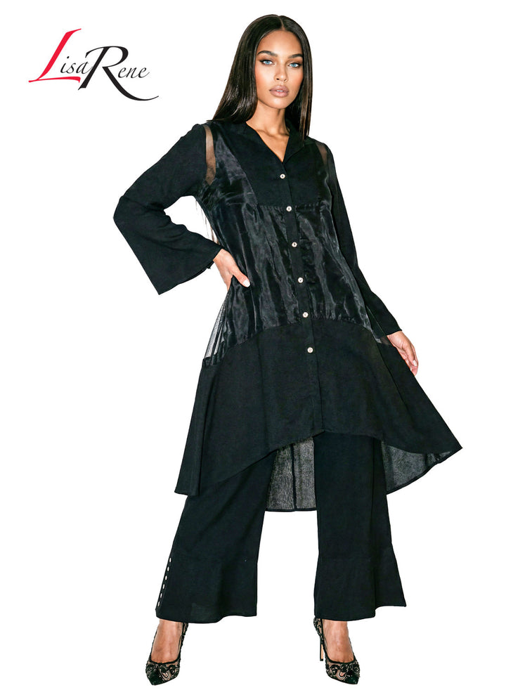 Lisa Rene' , 3Pc. Jacket, Cami & Pant Set, Linen/Viscose & Organza Fabrics. Style 3393