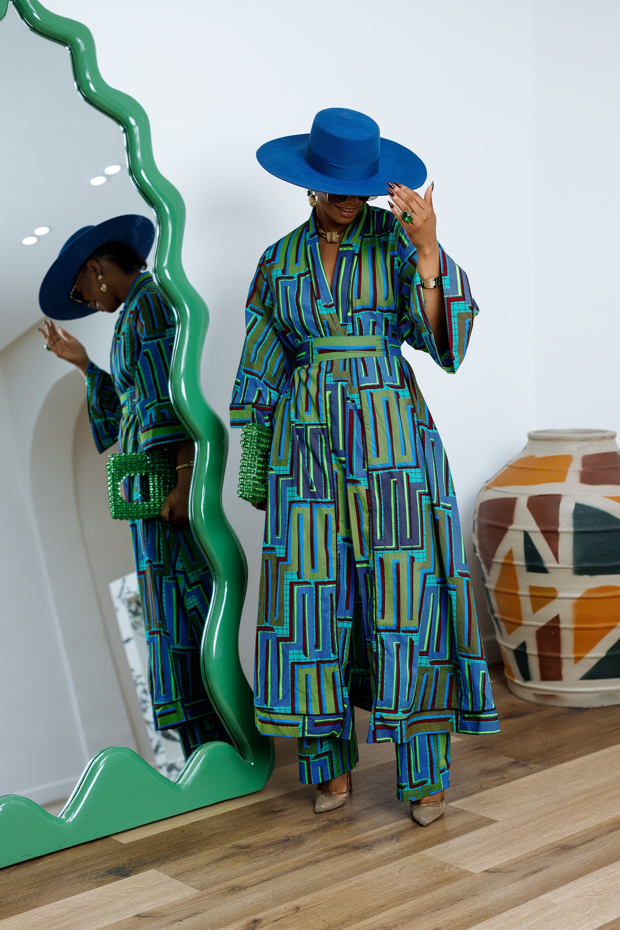 FADE AFRICAN PRINT KIMONO SET