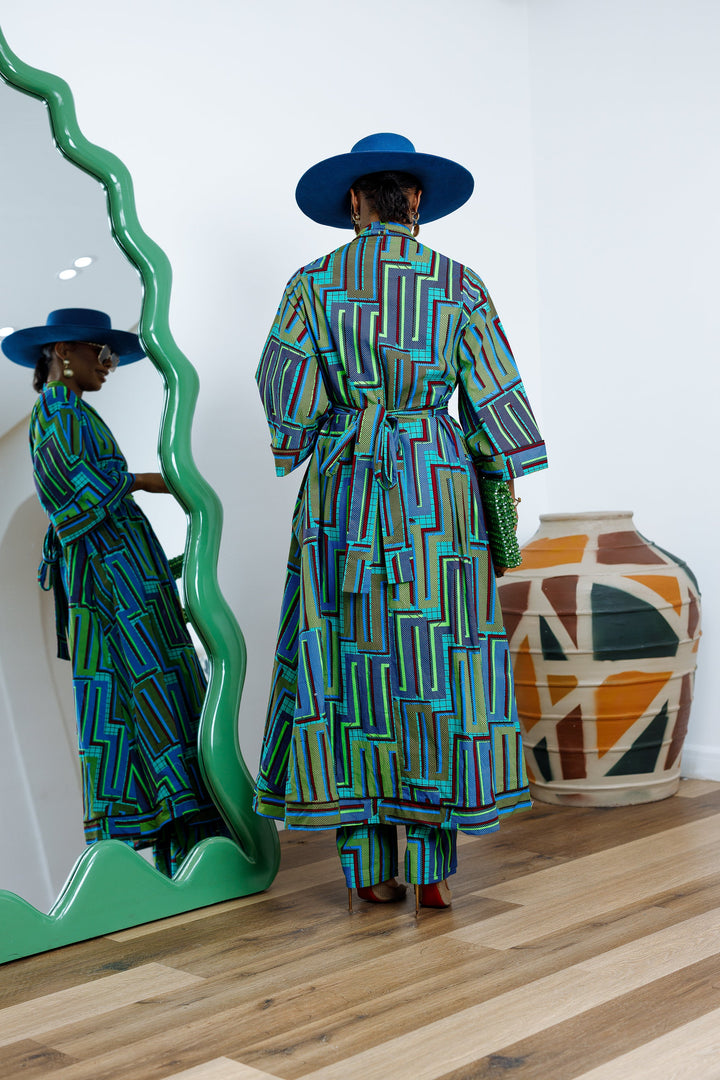 FADE AFRICAN PRINT KIMONO SET