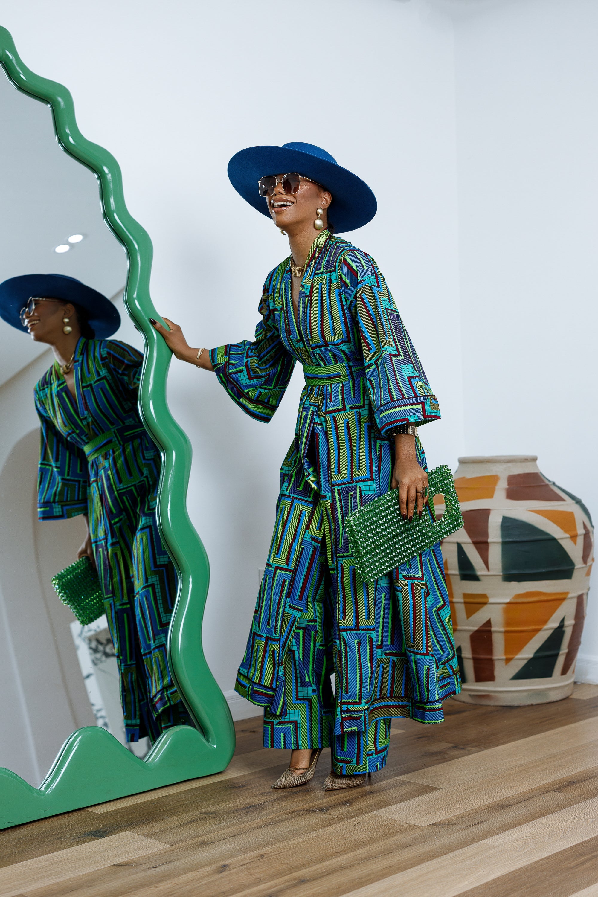 FADE AFRICAN PRINT KIMONO SET