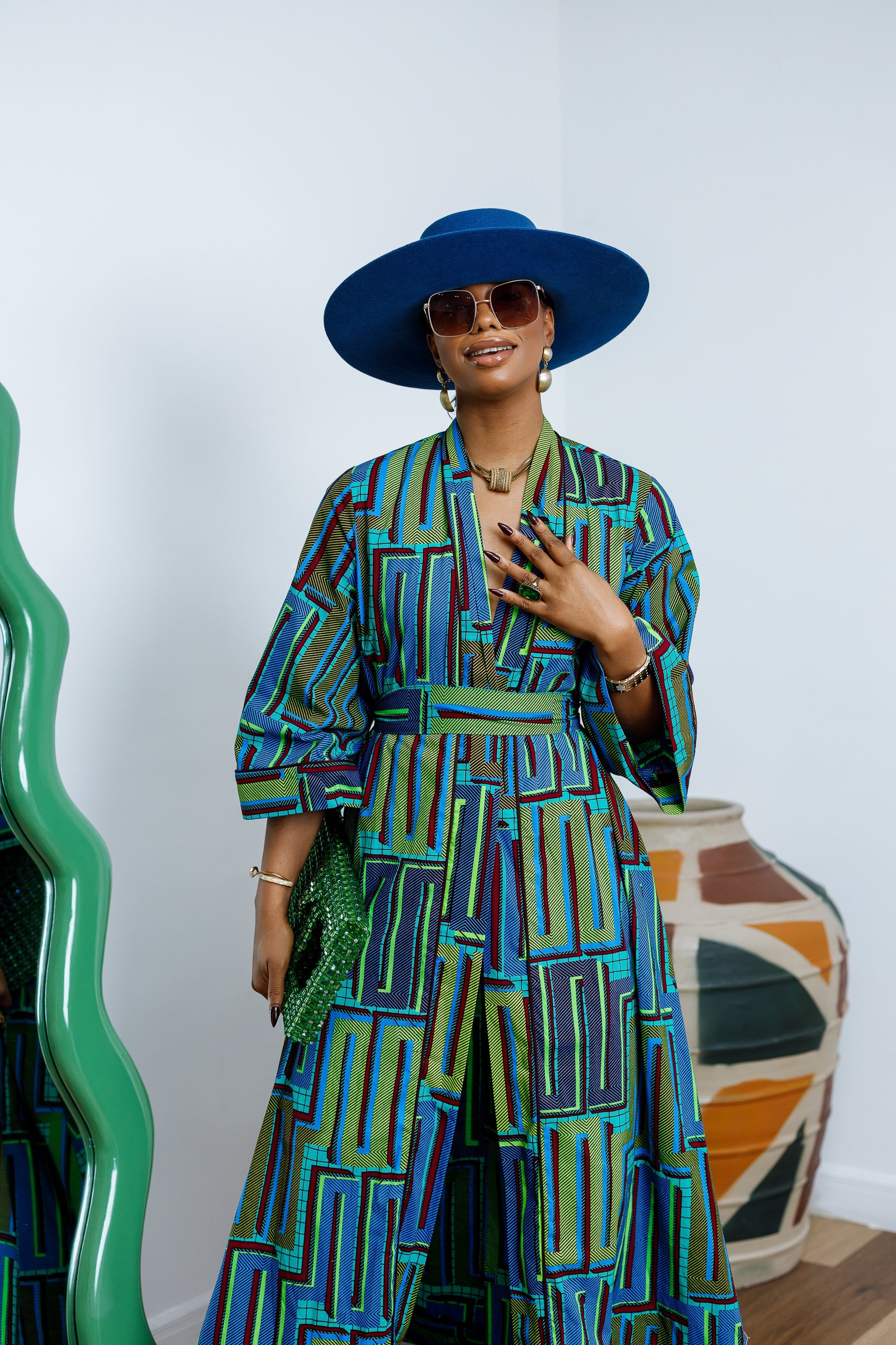 FADE AFRICAN PRINT KIMONO SET