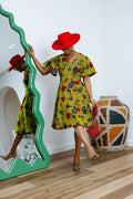 TOSIN AFRICAN PRINT FLUTTER SLEEVE DRESS----FINAL SALE