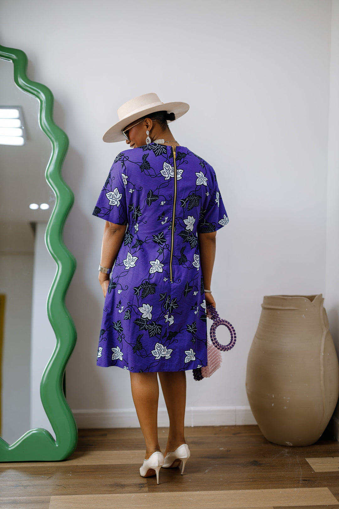 FIFI AFRICAN PRINT CINCHED-WAIST SHIFT DRESS