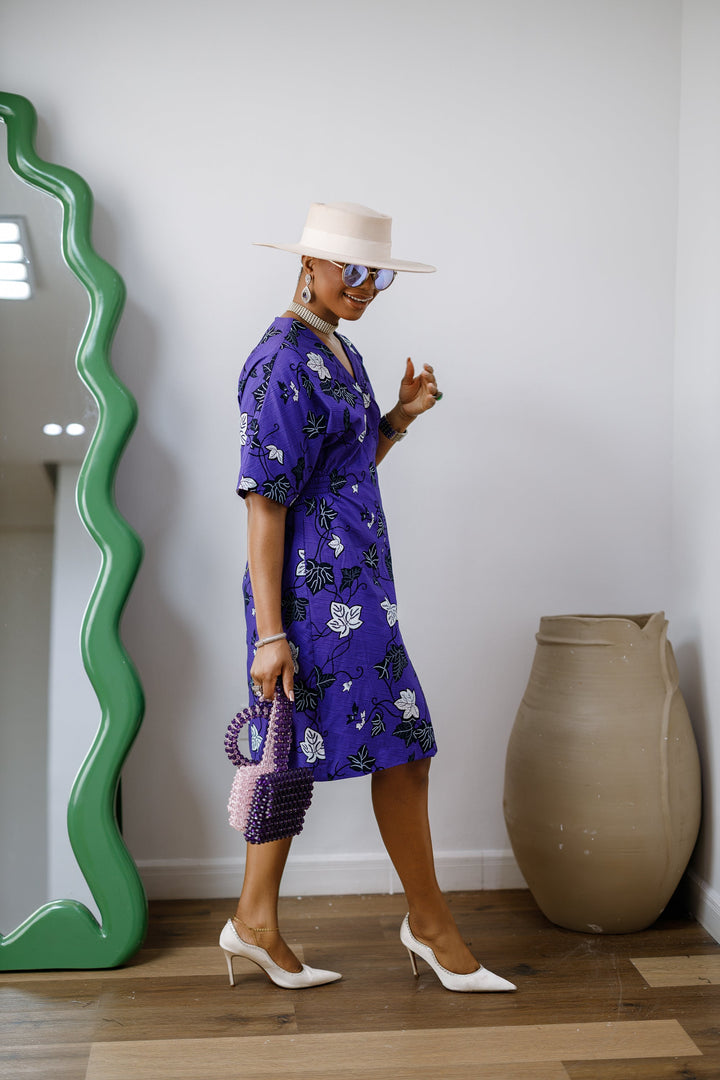 FIFI AFRICAN PRINT CINCHED-WAIST SHIFT DRESS