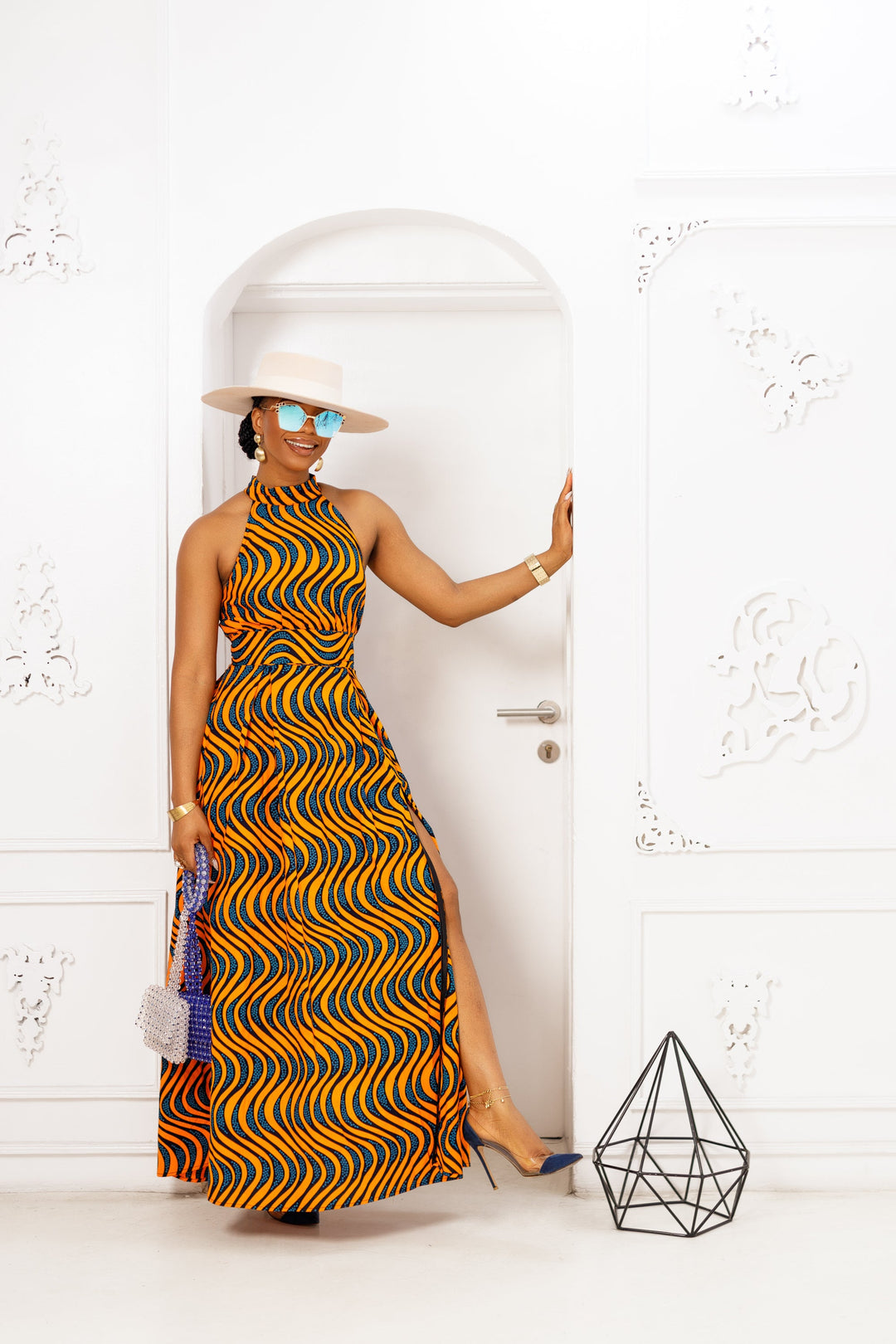 NYLA AFRICAN PRINT MAXI DRESS [ORANGE]