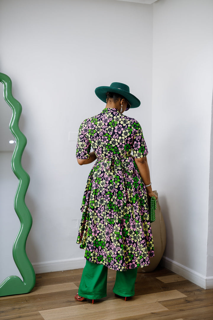 AFUA AFRICAN PRINT BUTTON-FRONT HIGH-LOW TOP