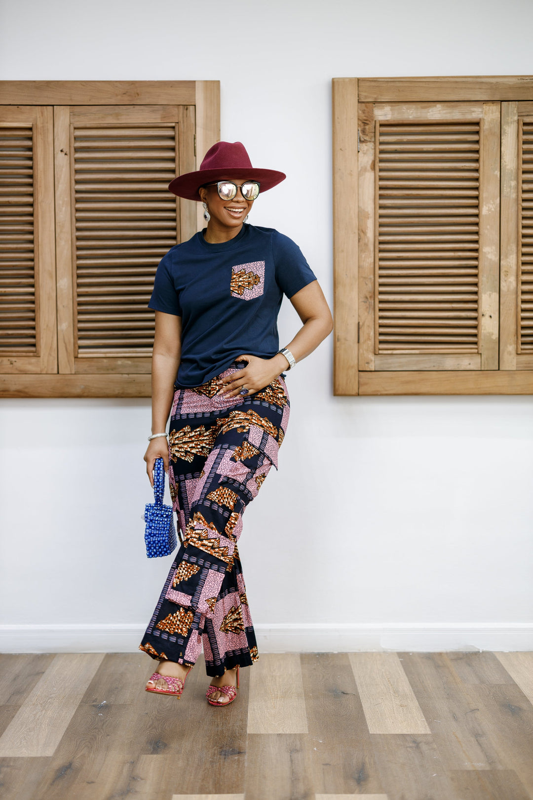 NKEM AFRICAN PRINT CARGO PANTS AND T-SHIRT SET