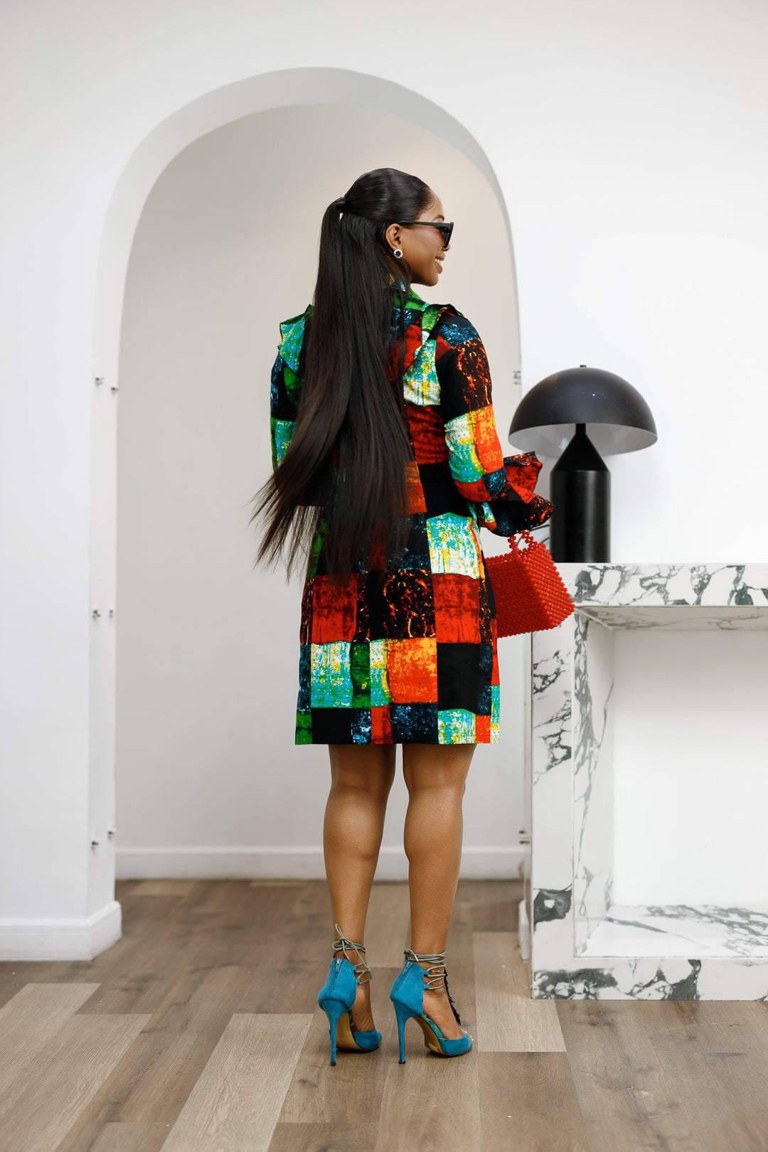 RERE AFRICAN PRINT BUTTON FRONT SHIRT DRESS [MULTICOLOR]