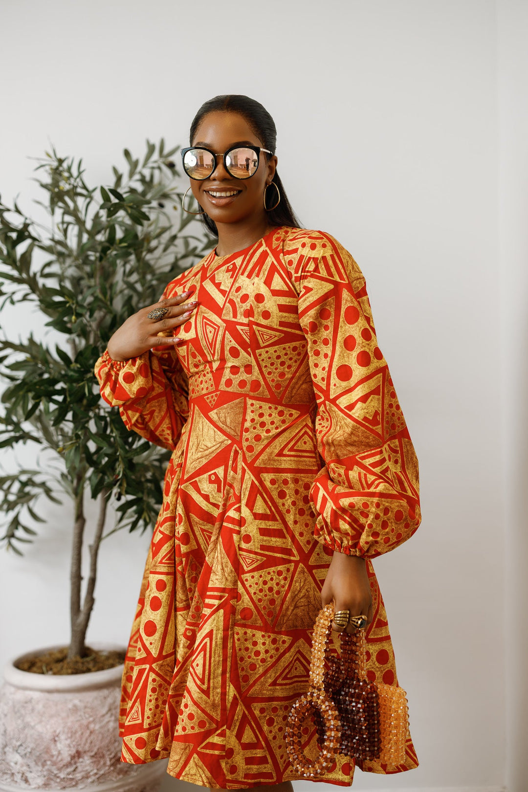 TITI AFRICAN PRINT PUFF SLEEVE DRESS