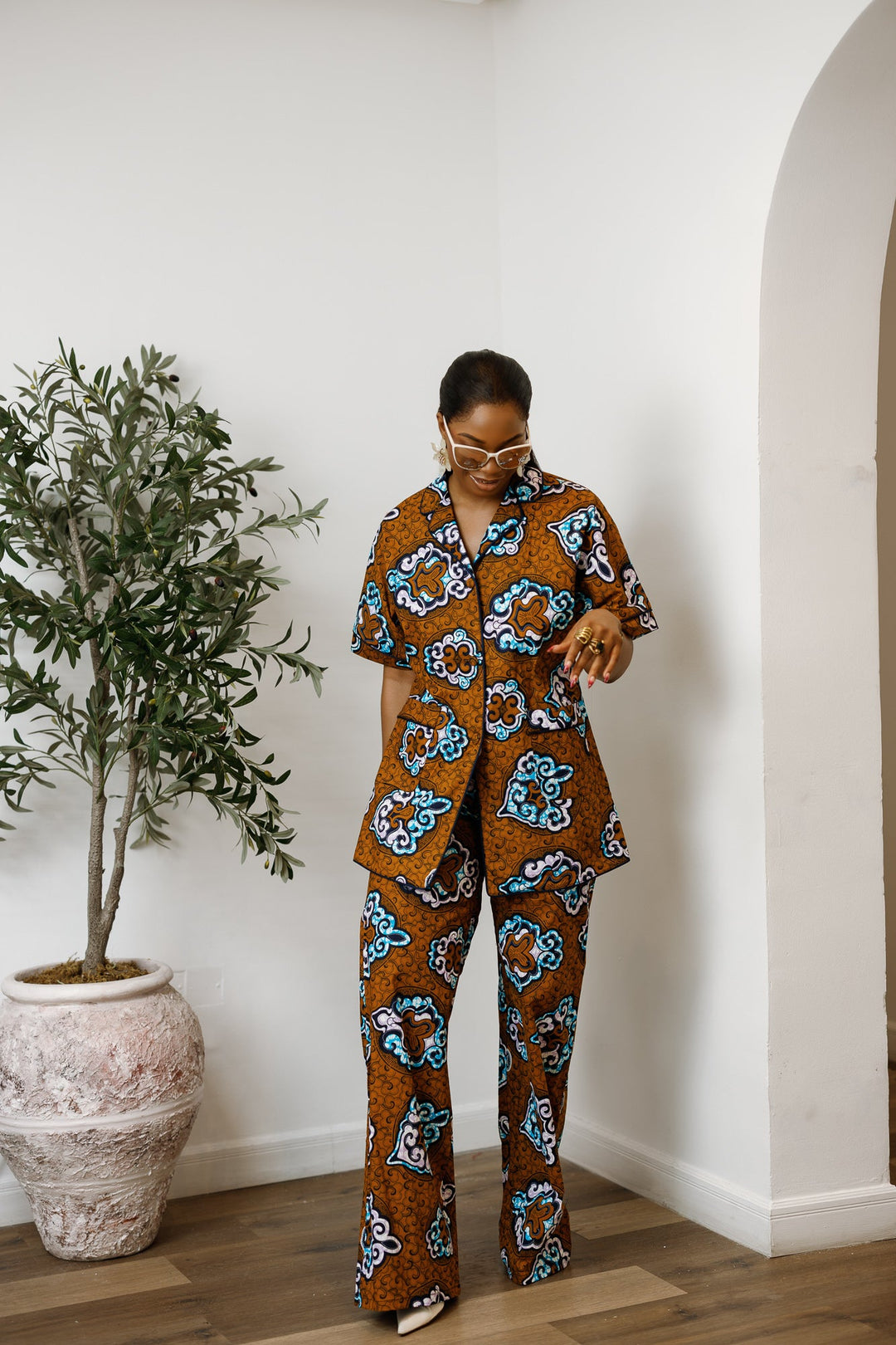 LARA AFRICAN PRINT SHIRT SET [MULTICOLOR]