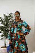 TITI AFRICAN PRINT PUFF SLEEVE DRESS [FLORAL]