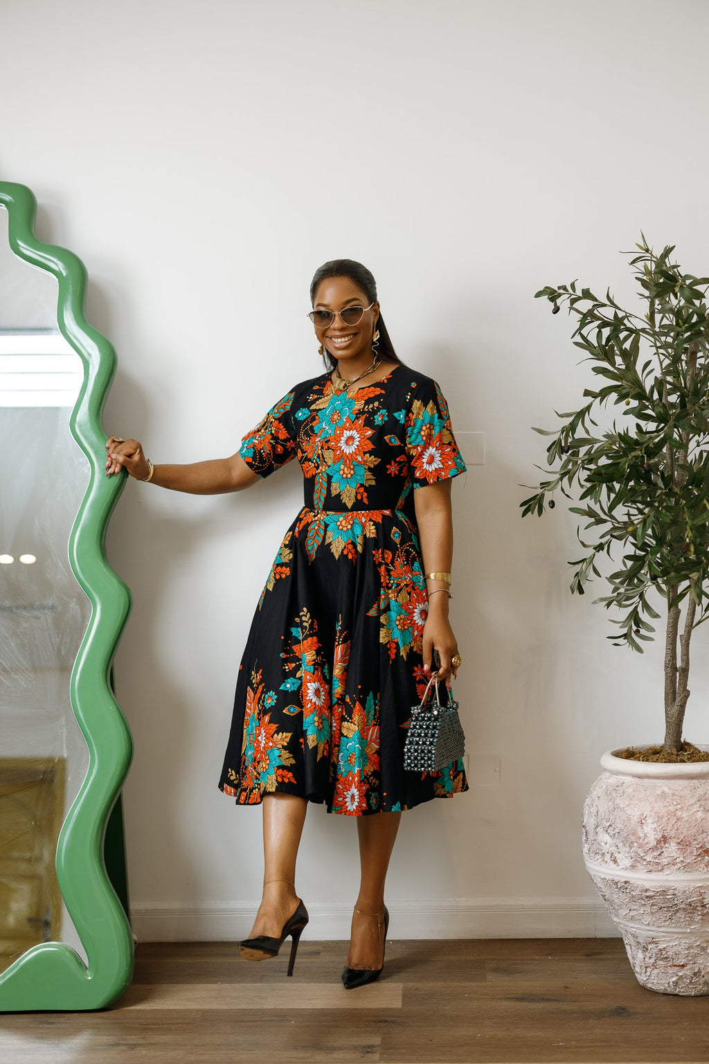 LOLADE AFRICAN PRINT FLORAL DRESS [FLORAL]