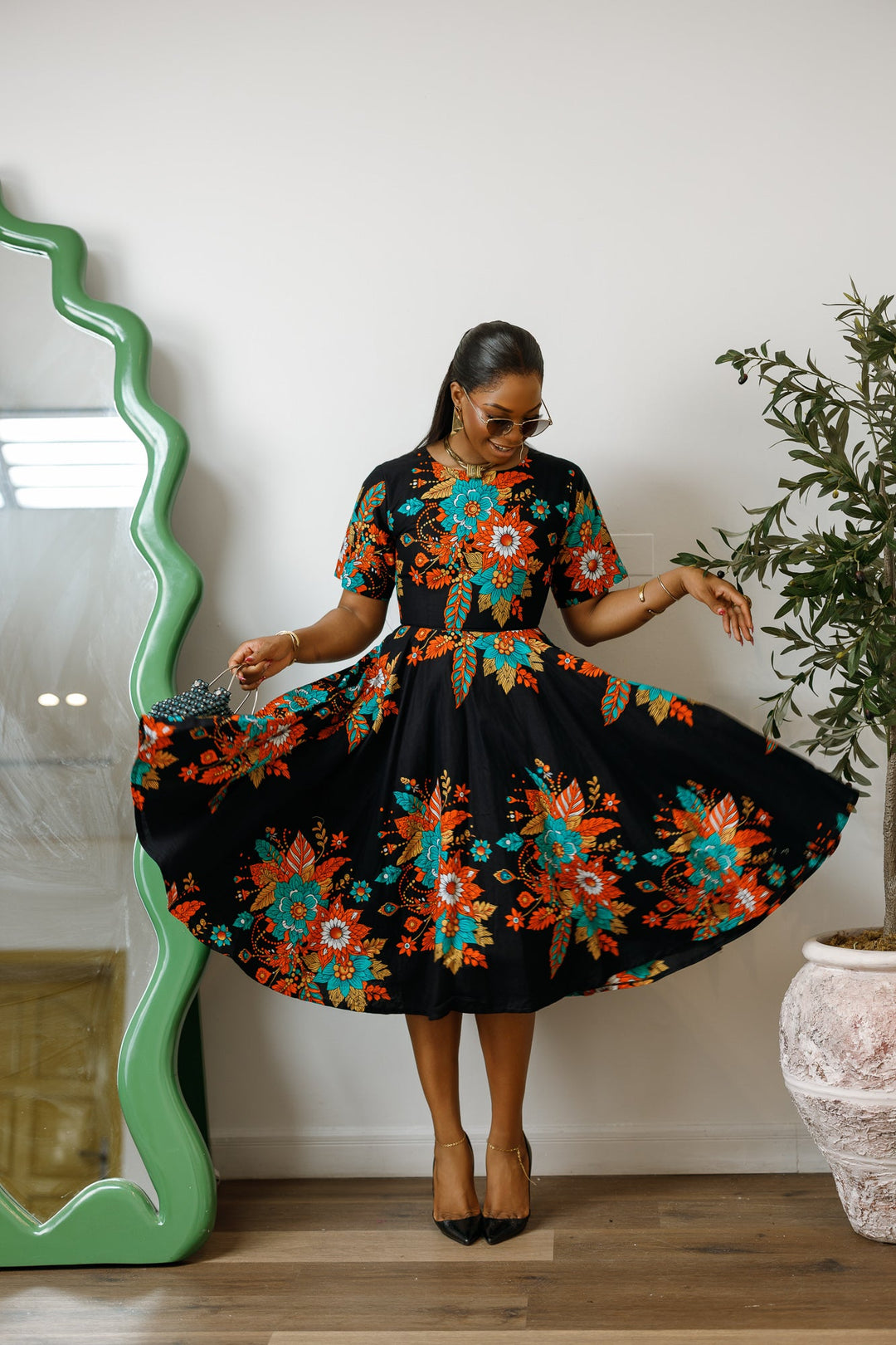 LOLADE AFRICAN PRINT FLORAL DRESS [FLORAL]