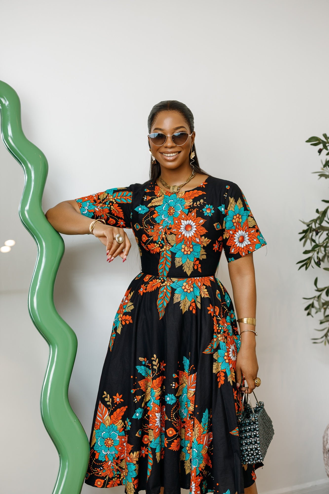 LOLADE AFRICAN PRINT FLORAL DRESS [FLORAL]