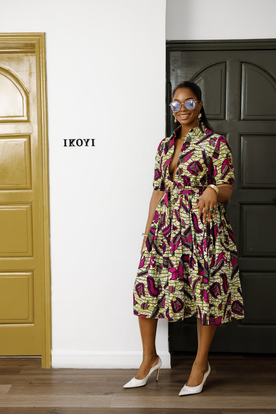 MOREMI AFRICAN PRINT BUTTON DOWN DRESS