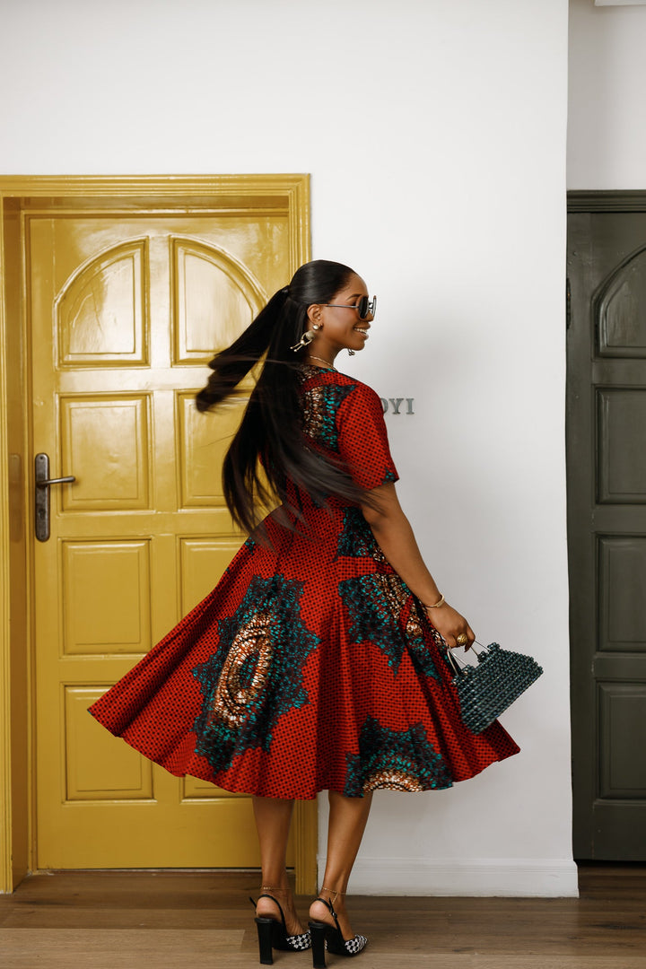 MARIAMA AFRICAN PRINT MIDI DRESS