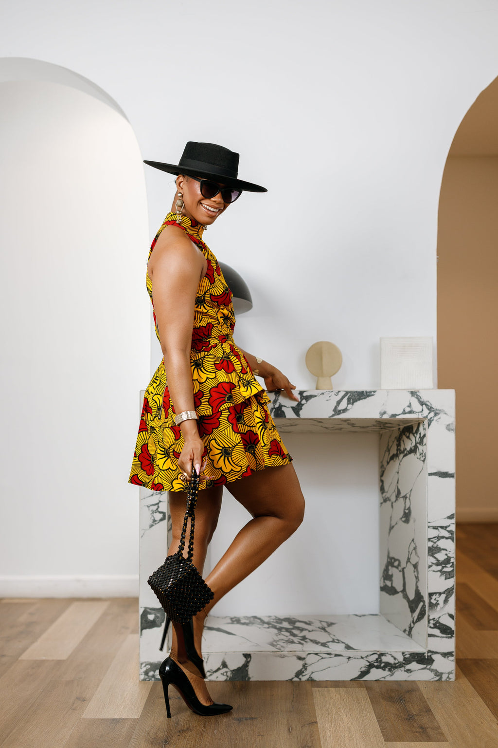 GBEMI AFRICAN PRINT TWO PIECE SKIRT SET [ORANGE]