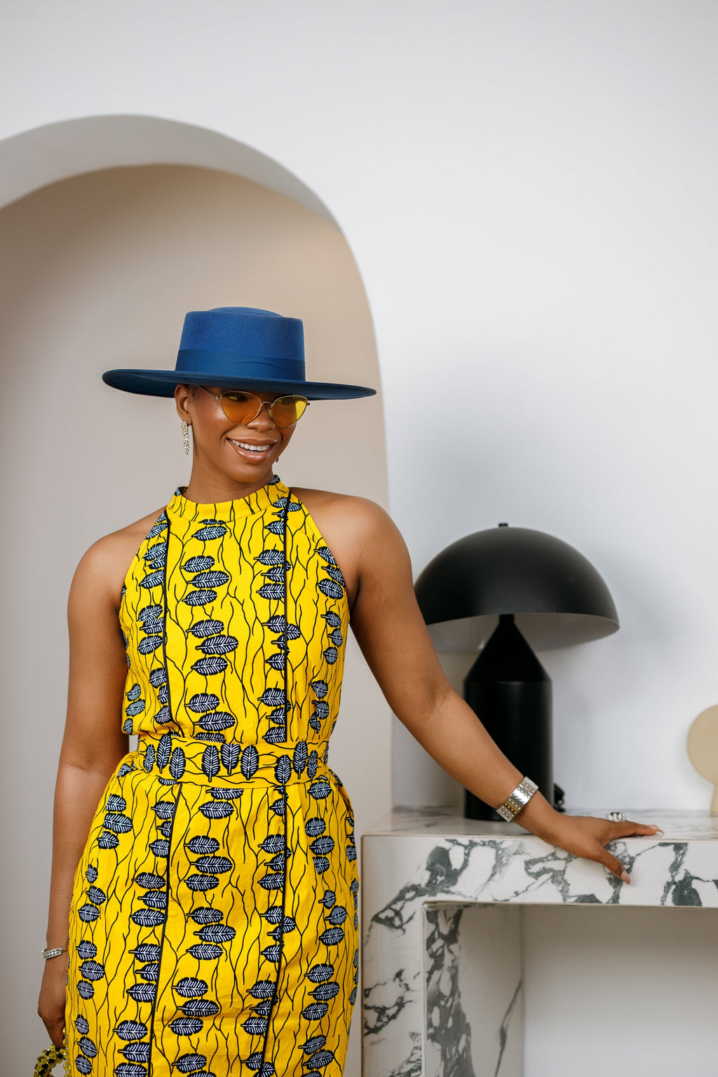 RONKE AFRICAN PRINT SLEEVELESS  MAXI DRESS [YELLOW]
