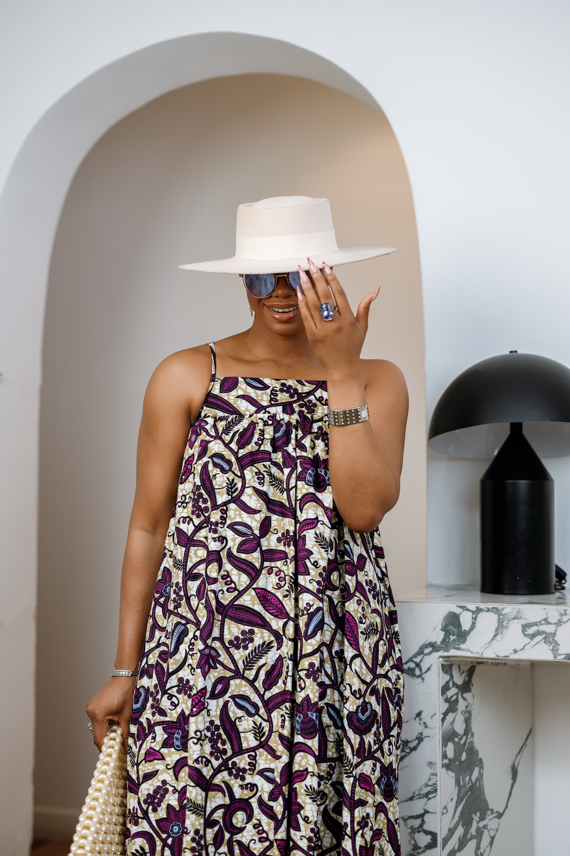 ELSIE AFRICAN PRINT SPAGHETTI STRAP MIDI DRESS