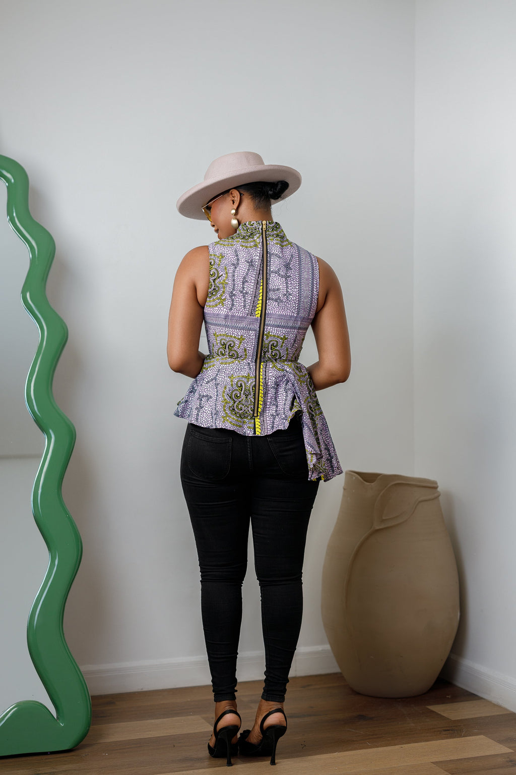 MEENA AFRICAN PRINT ASYMMETRIC TOP [PURPLE]