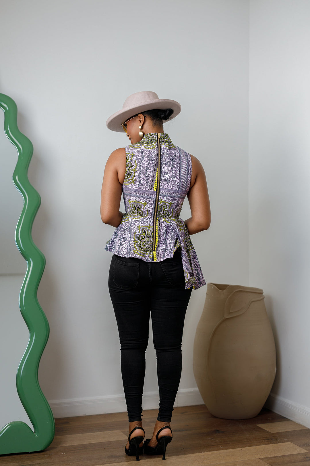 MEENA AFRICAN PRINT ASYMMETRIC TOP [PURPLE]