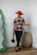 IMARA AFRICAN PRINT ASYMMETRIC PEPLUM TOP [MULTICOLOR]