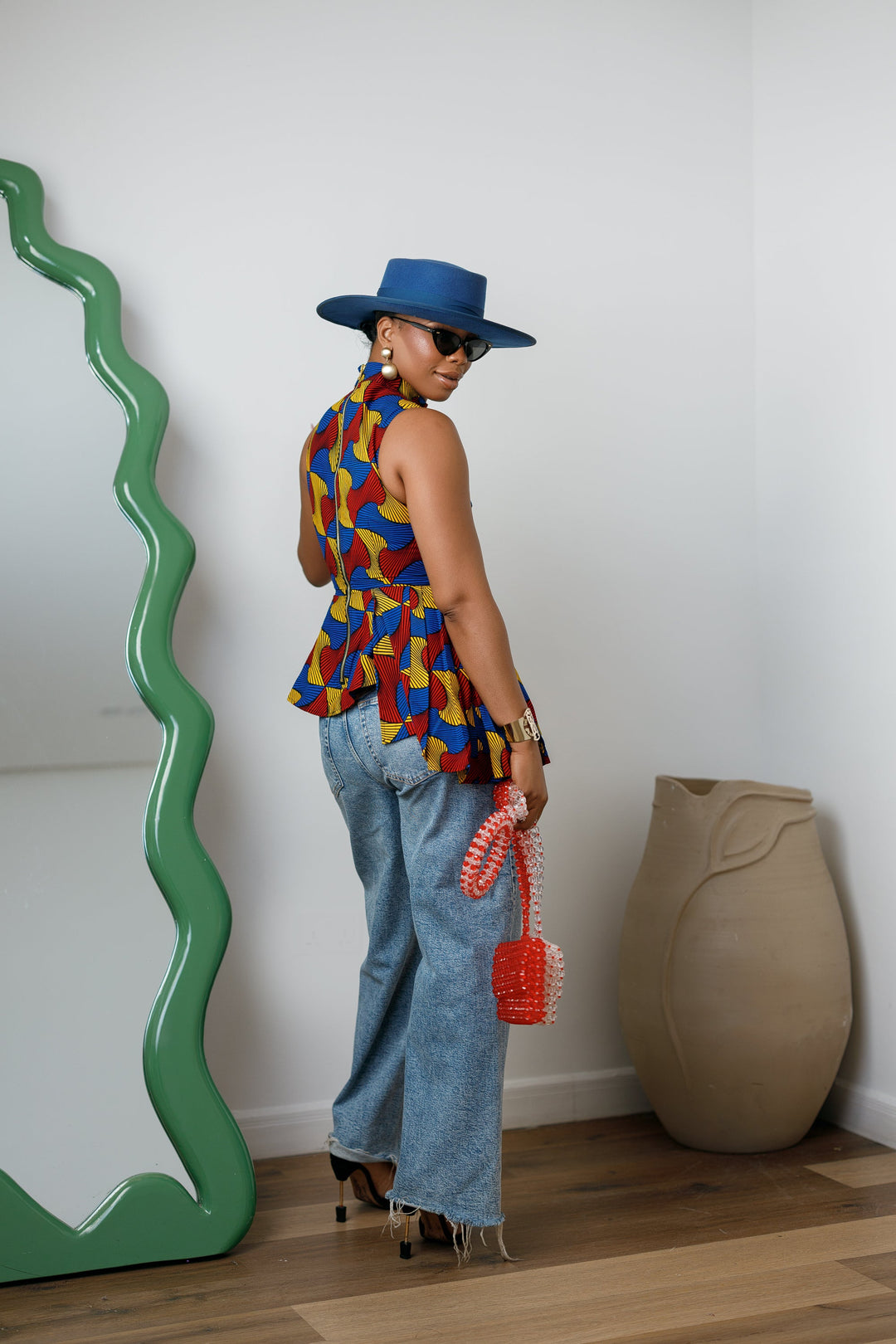 MEENA AFRICAN PRINT ASYMMETRIC TOP [MULTICOLOR]