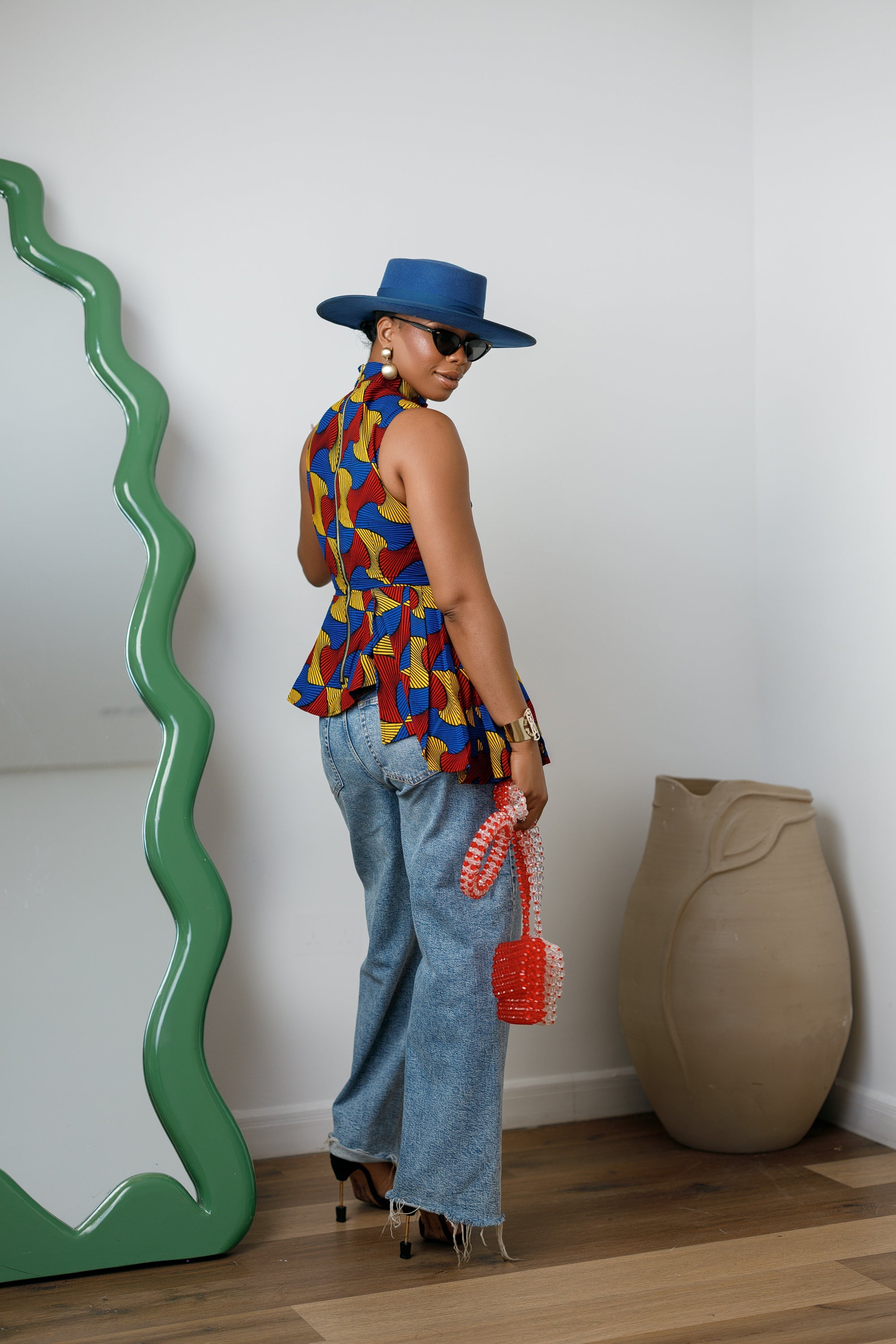MEENA AFRICAN PRINT ASYMMETRIC TOP [MULTICOLOR]