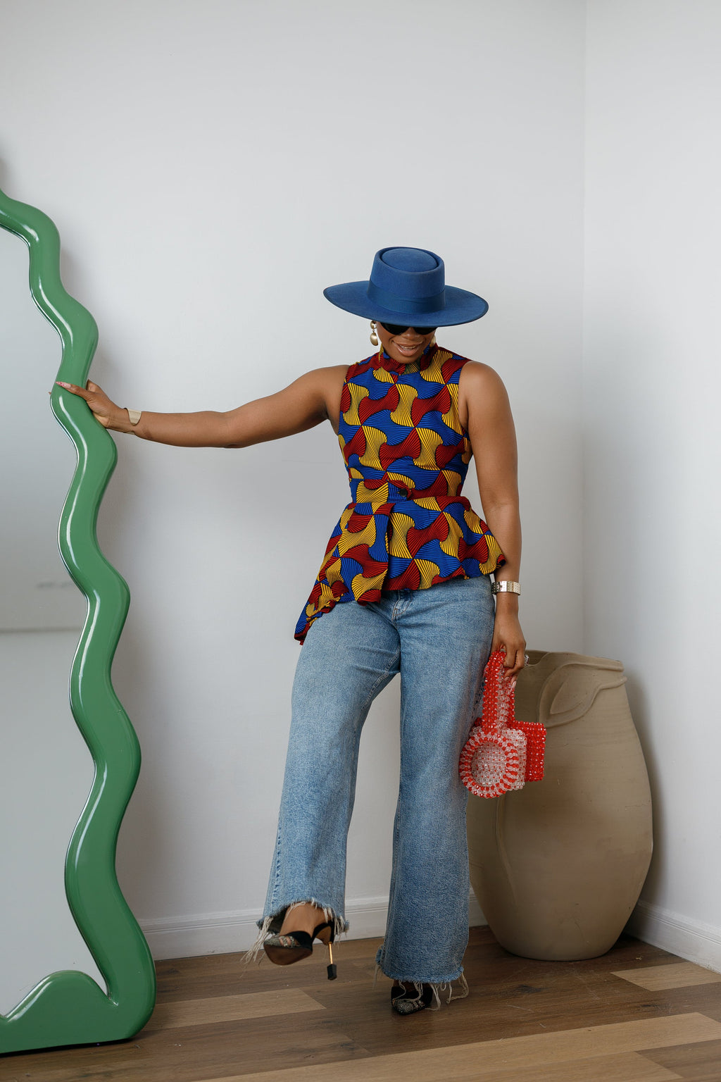 MEENA AFRICAN PRINT ASYMMETRIC TOP [MULTICOLOR]
