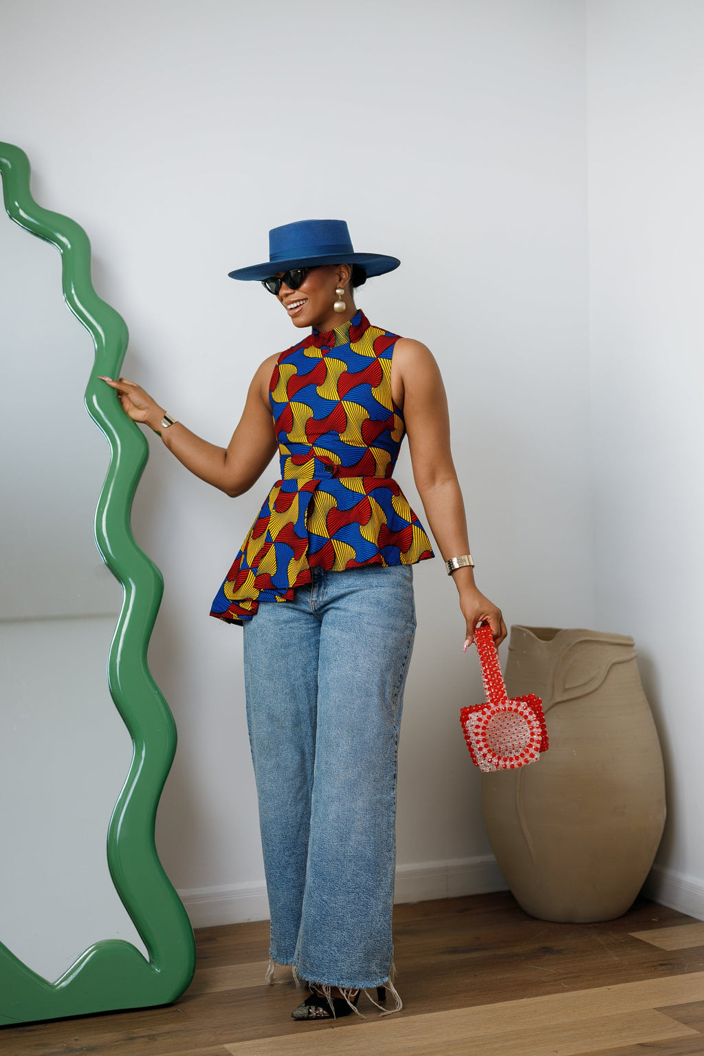 MEENA AFRICAN PRINT ASYMMETRIC TOP [MULTICOLOR]