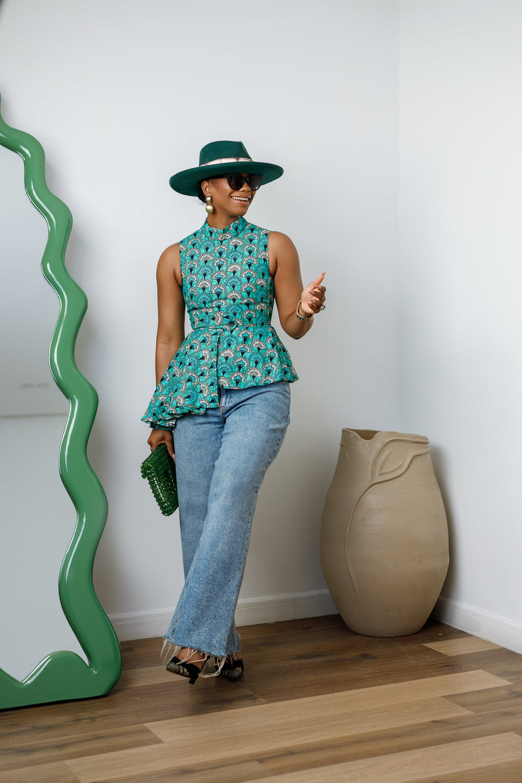 MEENA AFRICAN PRINT ASYMMETRIC TOP