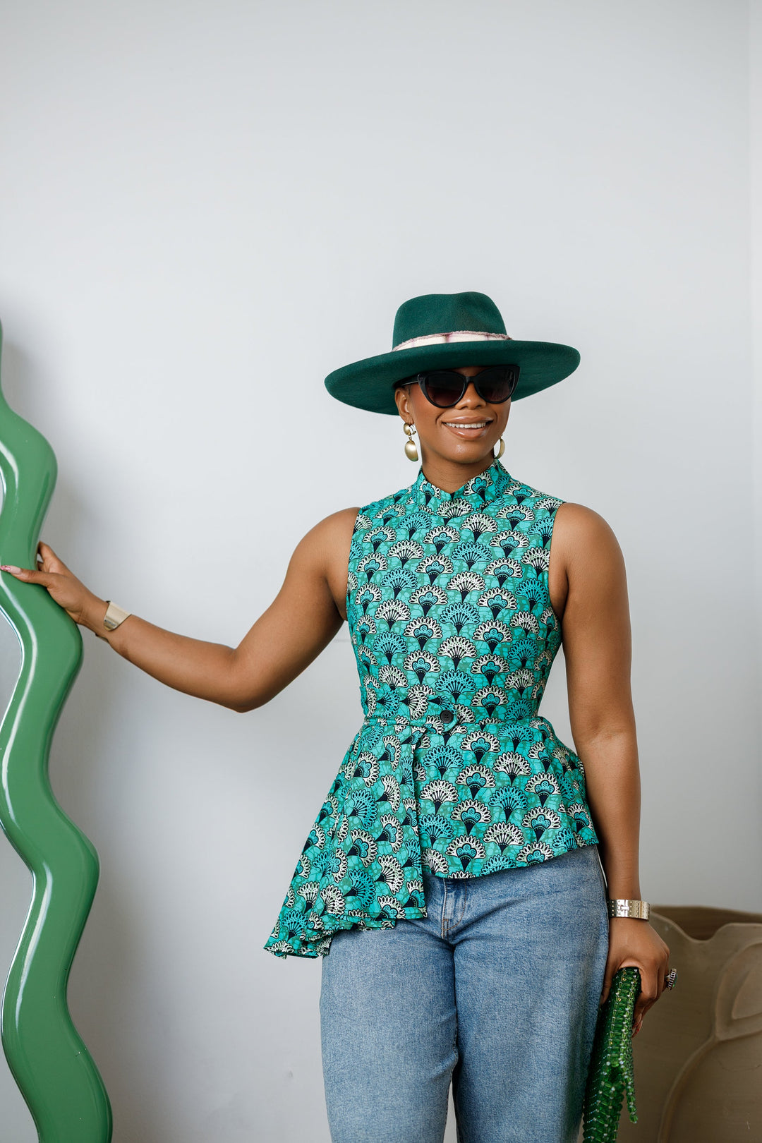 MEENA AFRICAN PRINT ASYMMETRIC TOP
