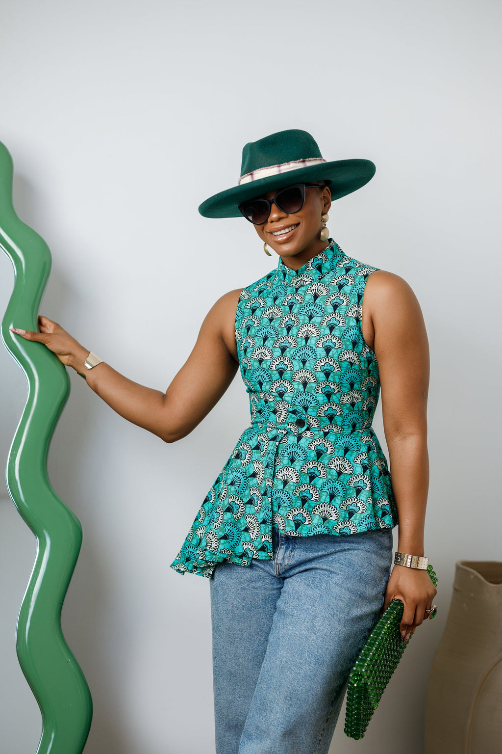 MEENA AFRICAN PRINT ASYMMETRIC TOP