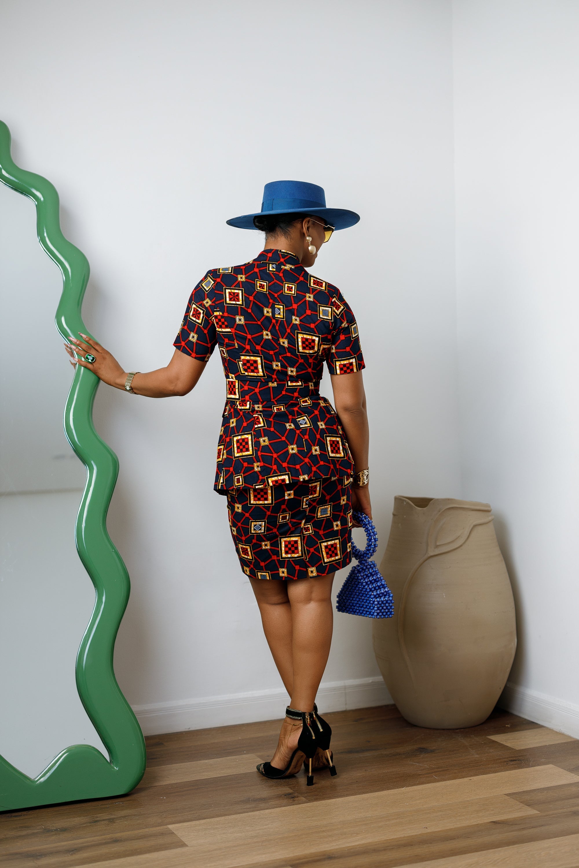 NIFEMI AFRICAN PRINT SHORT SLEEVE SKIRT SUIT SET